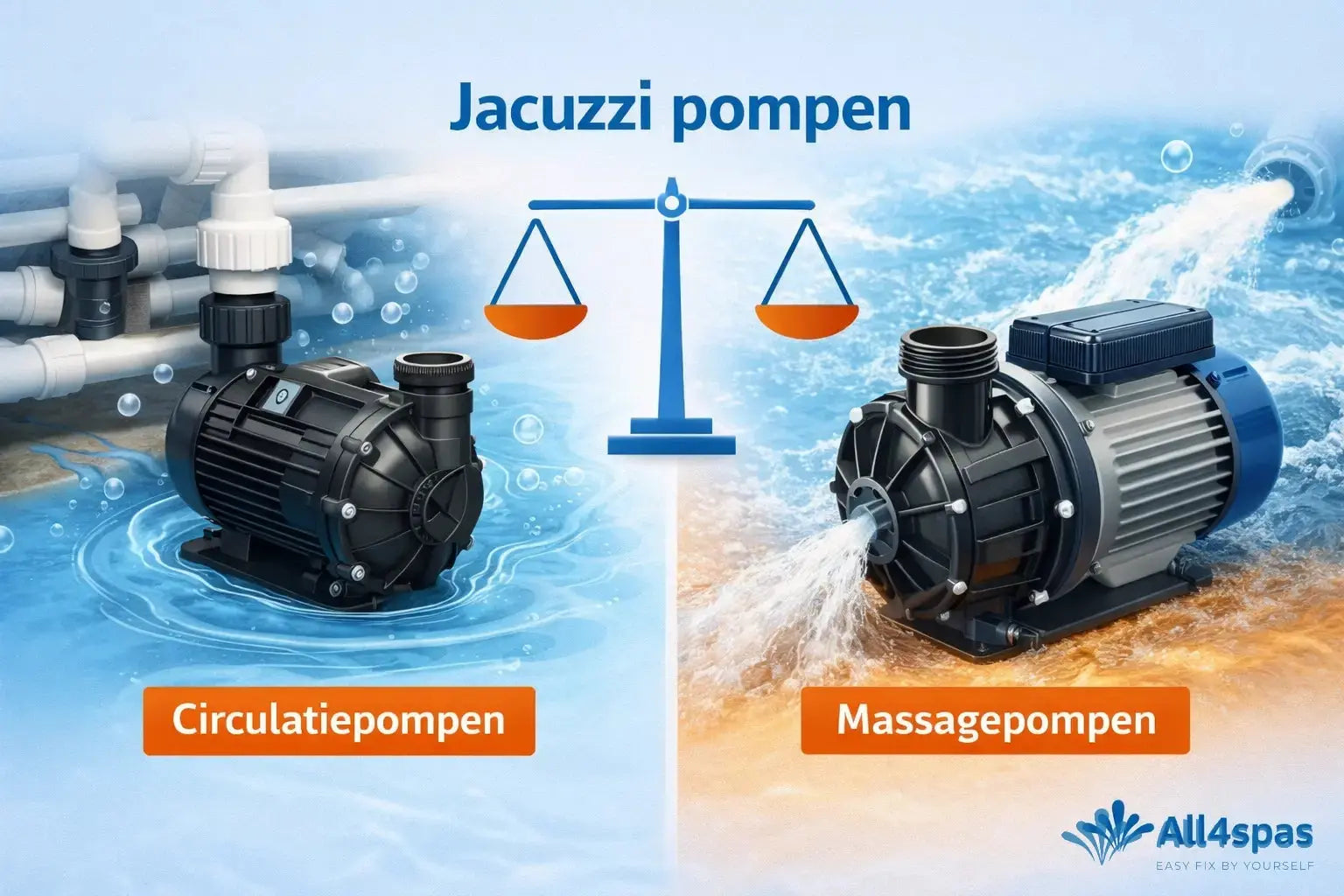 Jacuzzi pomp: verschil tussen circulatiepompen en massagepompen uitgelegd All4Spas