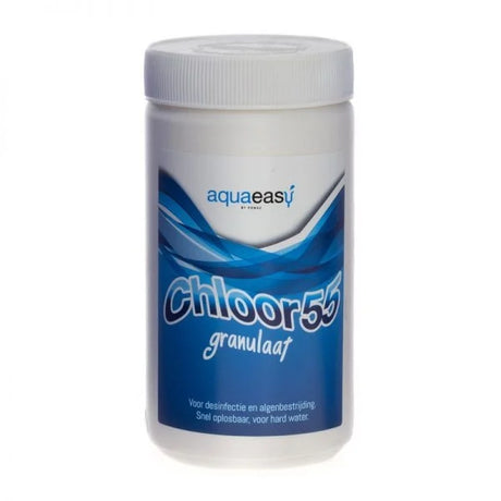 Aqua Easy Chloor 55% Granulaat 1 kilo pot voor zwembaden en spa’s, effectief desinfectiemiddel, Aqua Easy